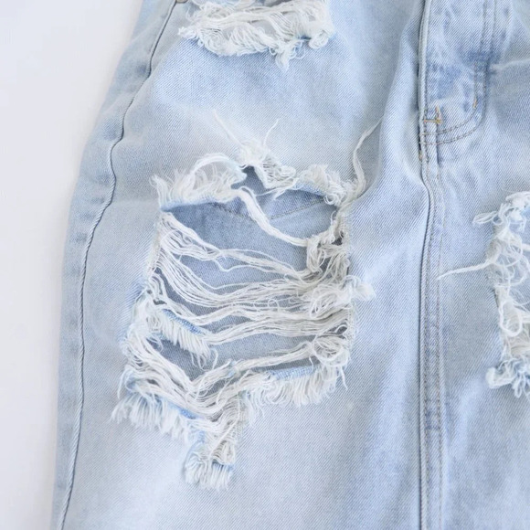 One Teaspoon Light Wash Distressed High Waist Long Rise  Fitted Mini Denim 24 - Picture 5 of 12